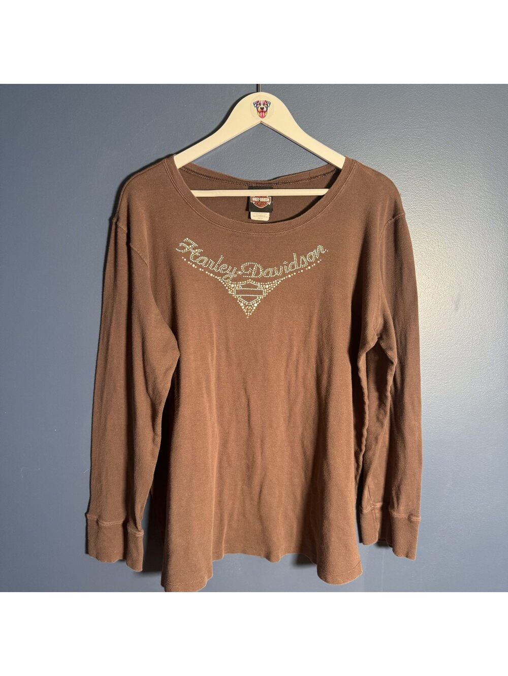 Harley Davidson J&L Sioux Falls Thermal Shirt Brown Womens Size 2X 2000s